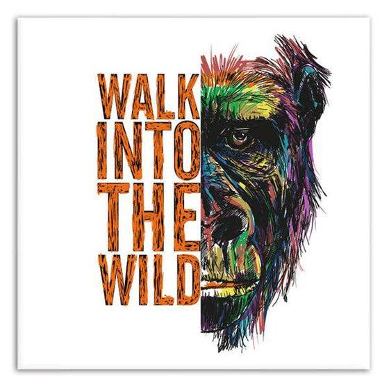 Colorful Wild Monkey & Quote Canvas Wall Art