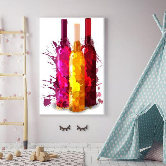 Colorful Wine Bottles Canvas Wall Art Decor