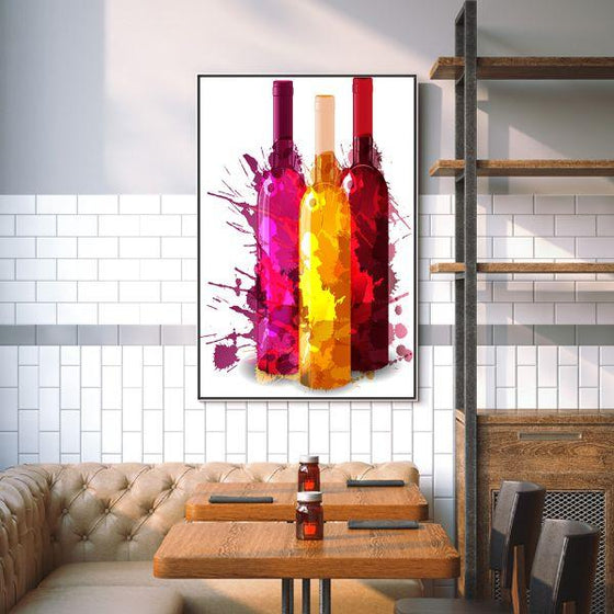 Colorful Wine Bottles Canvas Wall Art Dining Room