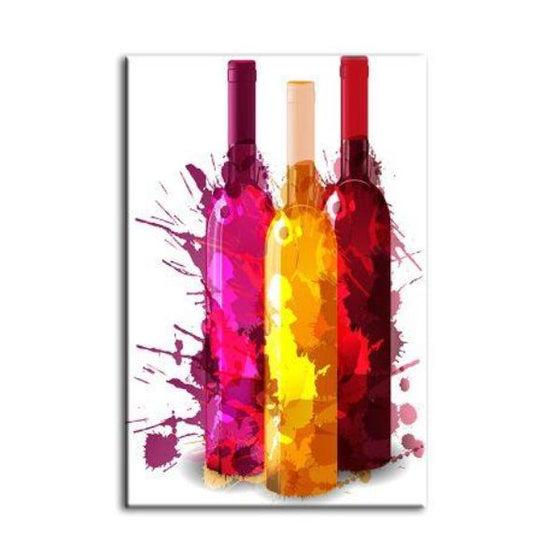 Colorful Wine Bottles Canvas Wall Art