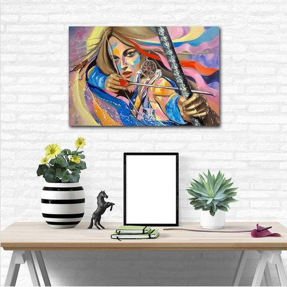 Colorful Woman Archer Wall Art Print