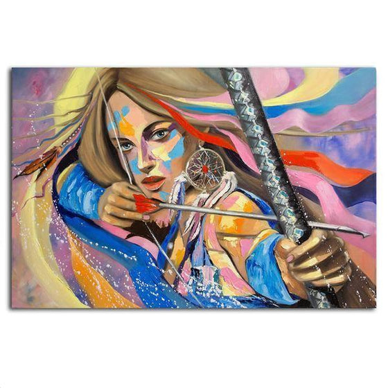 Colorful Woman Archer Wall Art