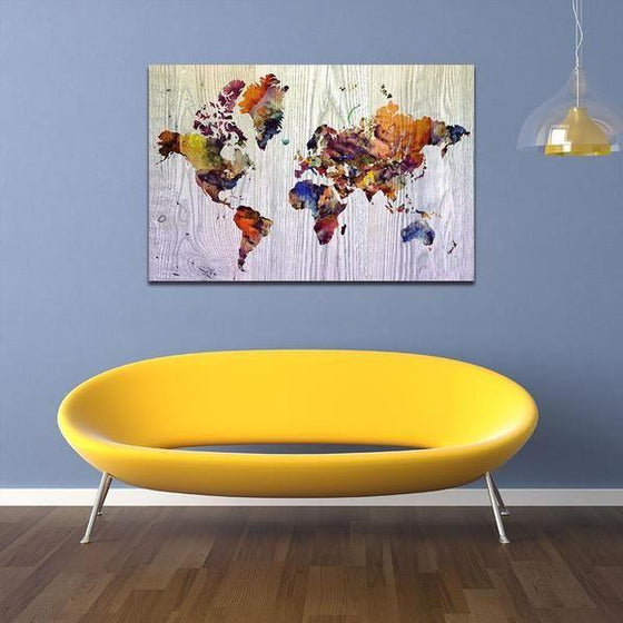 Colorful World Map Canvas Wall Art  Decors