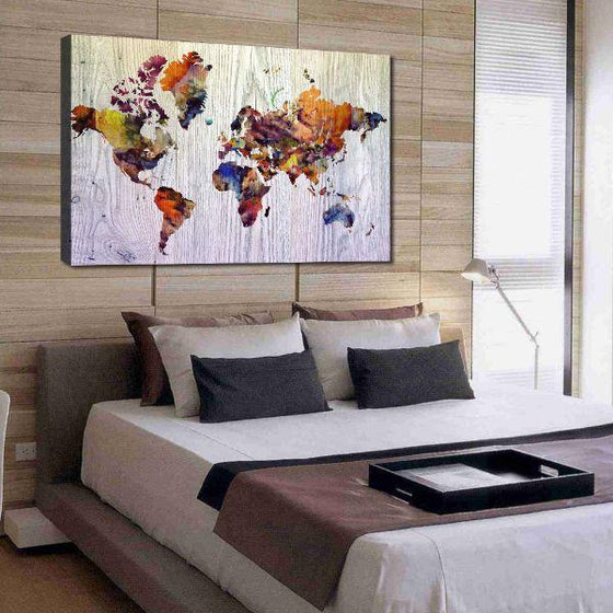 Colorful World Map Canvas Wall Art Print