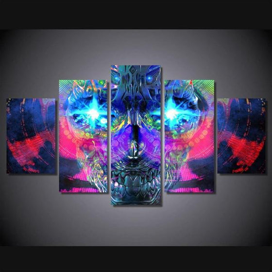 Contemporary Colorful Skull Wall Art Canvas