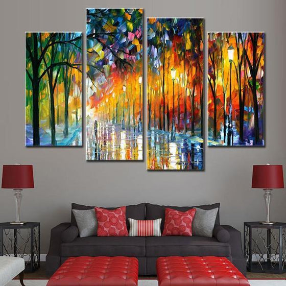 Colorful Tall Thin Trees Canvas Wall Art Home Decor