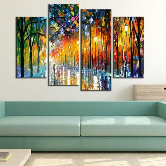 Colorful Tall Thin Trees Canvas Wall Art Living Room