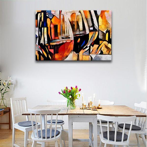 Contemporary Glass Of Wine Canvas Wall Art Dining Room