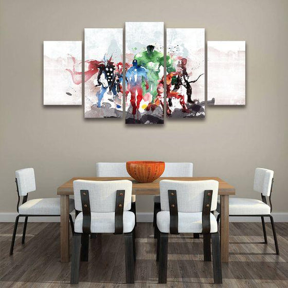 Contemporary Mighty Heroes Canvas Wall Art Dining Room