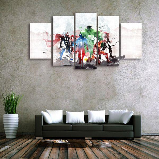 Contemporary Mighty Heroes Canvas Wall Art Living Room