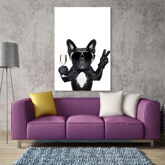 Cool French Bulldog Canvas Wall Art Living Room