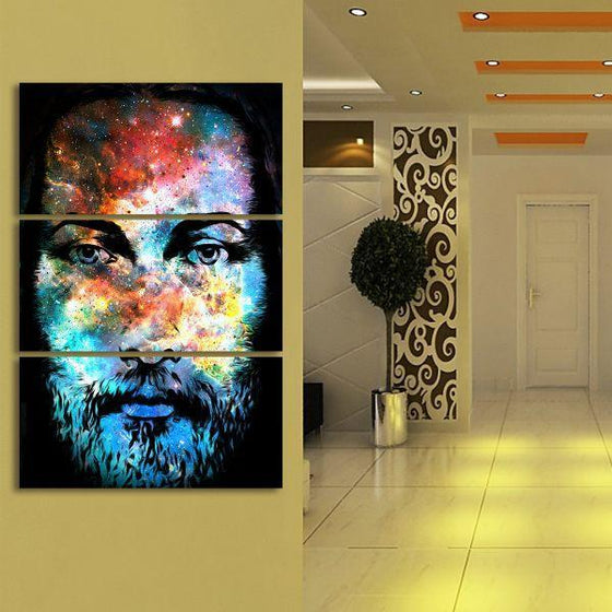 Cosmic Jesus Face 3 Panels Canvas Wall Art Prints