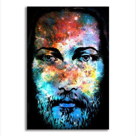 Cosmic Jesus Face 1 Panel Canvas Wall Art