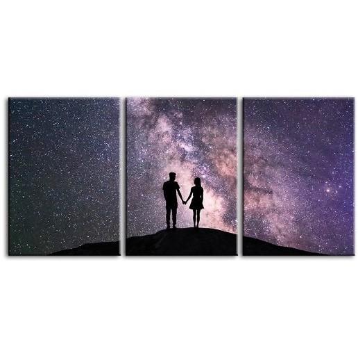 Couple & Starry Night Sky 3-Panel Canvas Wall Art