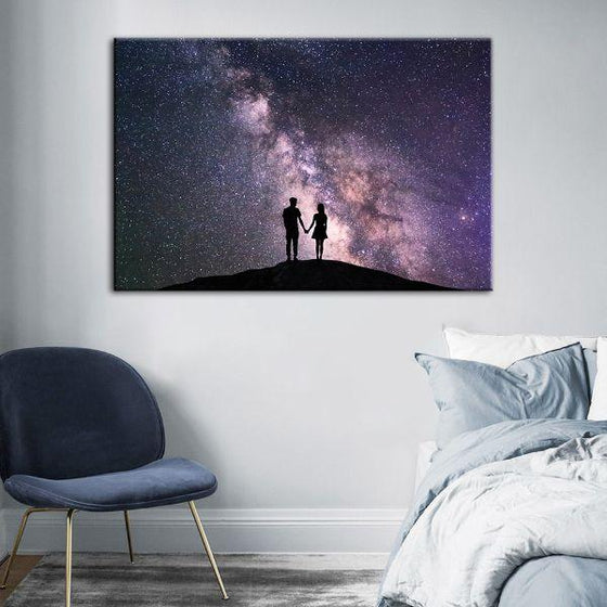 Couple & Starry Night Sky Canvas Wall Art Decor