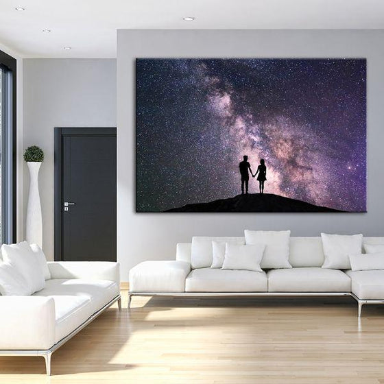 Couple & Starry Night Sky Canvas Wall Art Living Room
