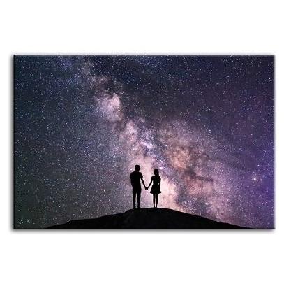 Couple & Starry Night Sky Canvas Wall Art