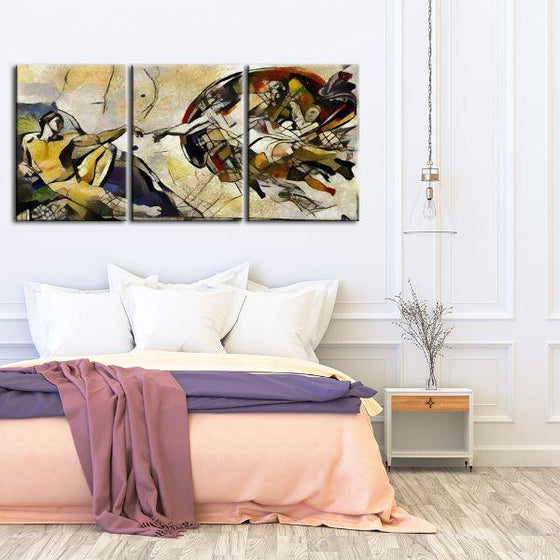 Creation Of Adam Cubism 3 Panels Canvas Wall Art Set