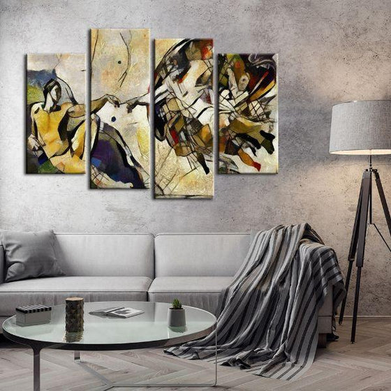 Creation Of Adam Cubism 4 Panels Canvas Wall Art Living Room