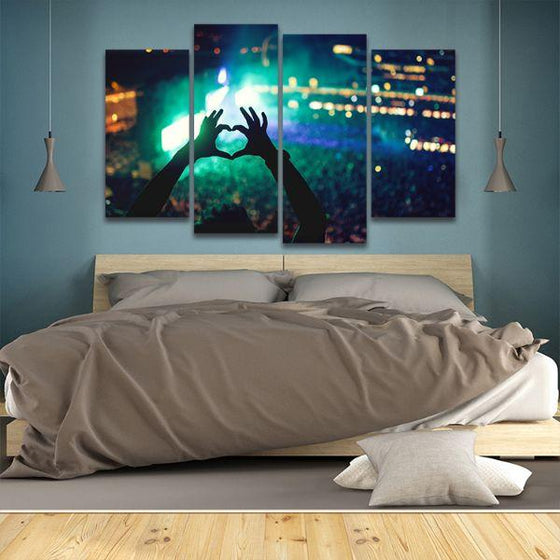 Crowd At A Music Concert 4 Panels Canvas Art Bedroom