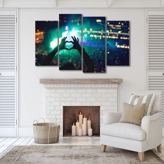 Crowd At A Music Concert 4 Panels Canvas Art Decor