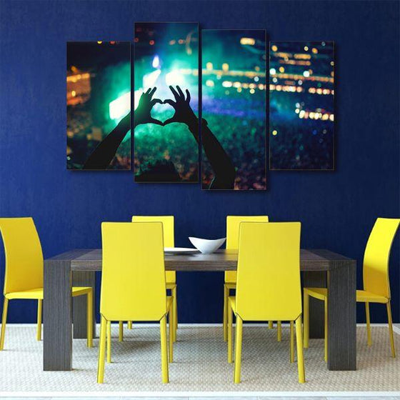 Crowd At A Music Concert 4 Panels Canvas Art Dining Room