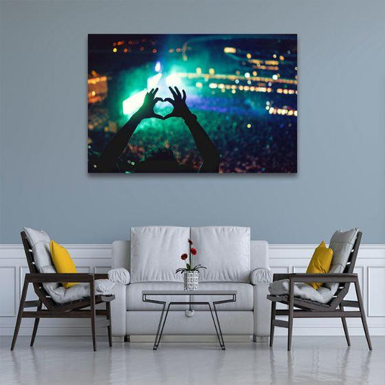 Crowd At A Music Concert Canvas Wall Art Living Room