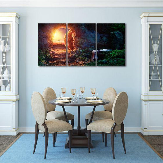 Crucifixion At Sunrise 3 Panels Canvas Wall Art Dining Room