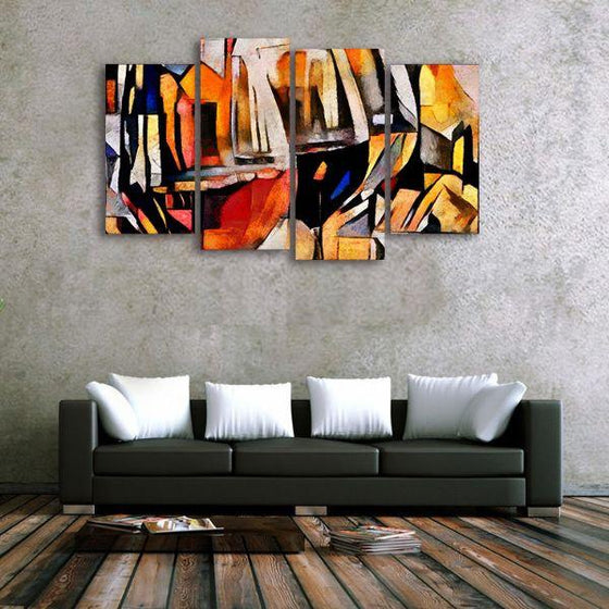 Contemporary Wine Glasses 4 Panels Canvas Wall Art Prints