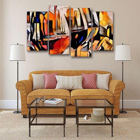 Contemporary Wine Glasses 4 Panels Canvas Wall Art Living Room