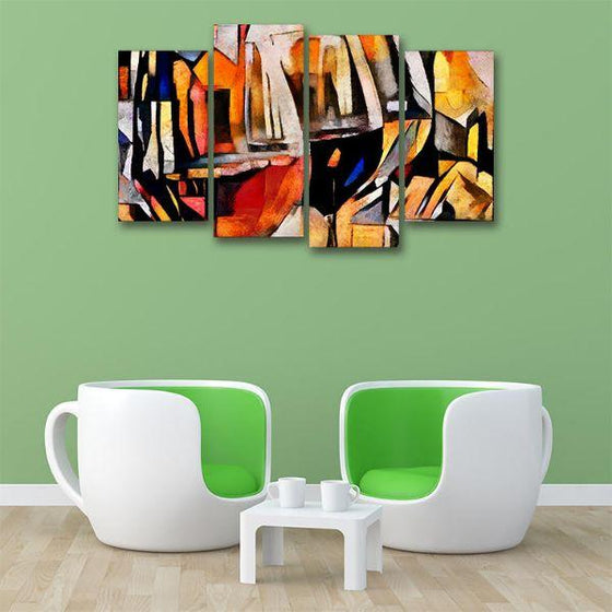 Contemporary Wine Glasses 4 Panels Canvas Wall Art Office