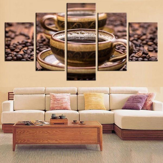 Freshly Brewed Hot Coffee Canvas Art Living Room