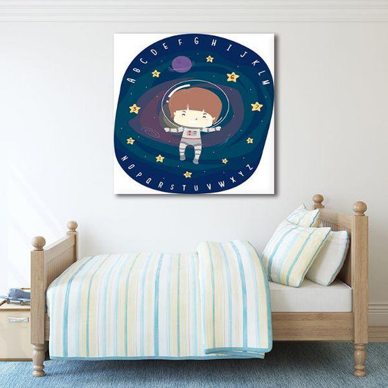 Cute Astronaut Kid Canvas Wall Art Bedroom