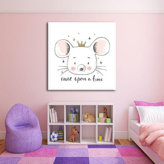 Cute Mouse With Crown Canvas Wall Art Decor