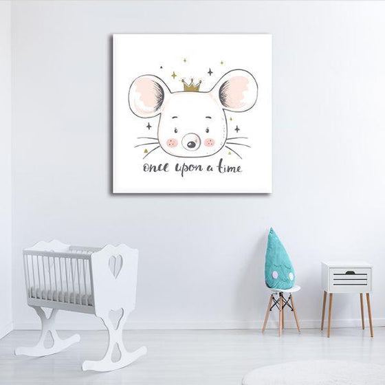 Cute Mouse With Crown Canvas Wall Art Nusery