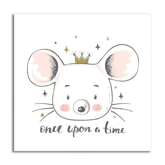 Cute Mouse With Crown Canvas Wall Art