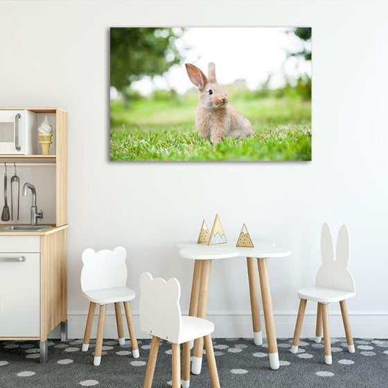 Cute Rabbit In The Grass Canvas Wall Art Decor