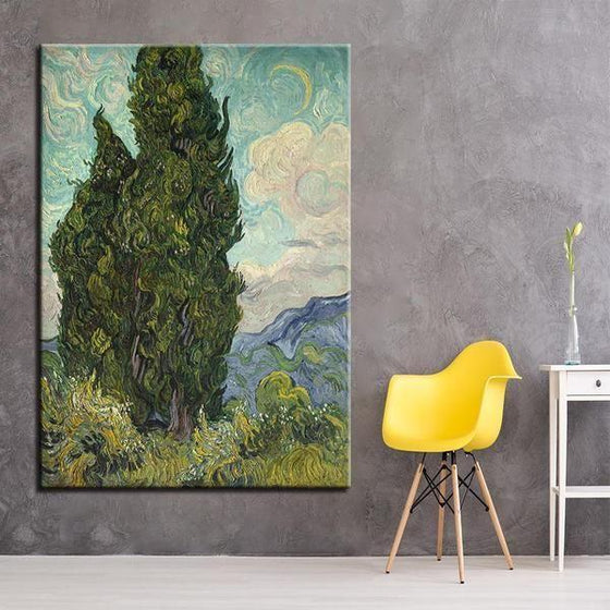 Road with Cypresses 1890 by Vincent Van Gogh Canvas Print Wall Art Decor