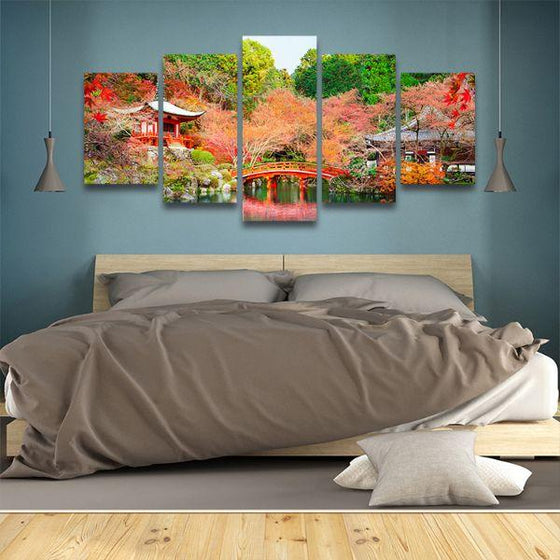 Daigoji Temple In Autumn 5 Panels Canvas Wall Art Bedroom