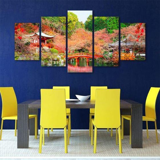 Daigoji Temple In Autumn 5 Panels Canvas Wall Art Office