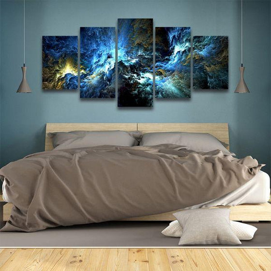 Dark Colored Sky 5 Panels Abstract Canvas Wall Art Bedroom