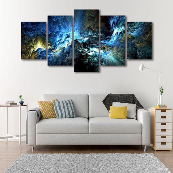 Dark Colored Sky 5 Panels Abstract Canvas Wall Art Living Room