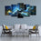 Dark Colored Sky 5 Panels Abstract Canvas Wall Art Office