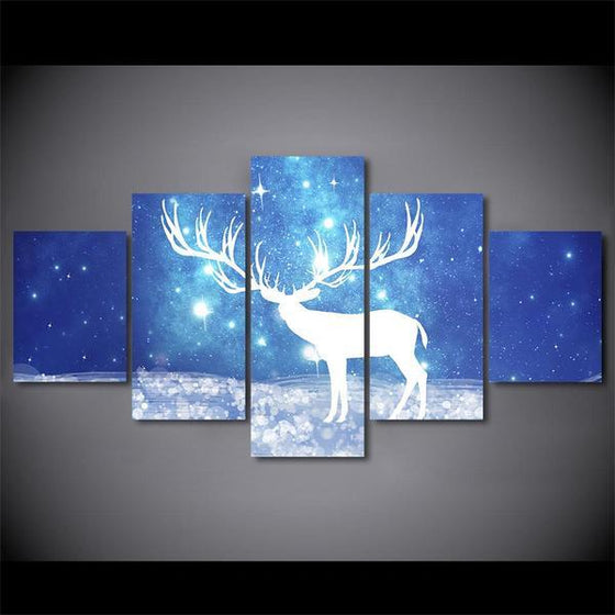 Deer White Silhouette Wall Art Canvas