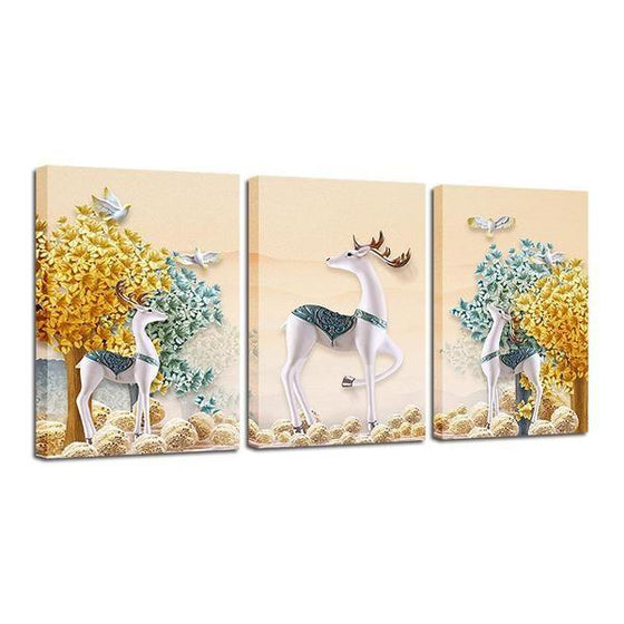 Deer With Flowers Wall Art Print