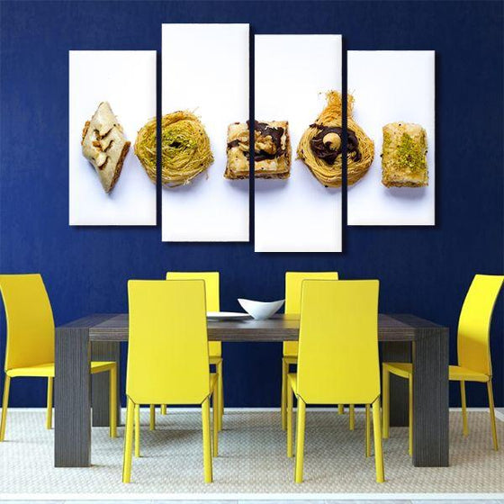 Delicious Pastries 4 Panels Canvas Wall Art Dining Room
