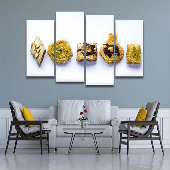 Delicious Pastries 4 Panels Canvas Wall Art Living Room