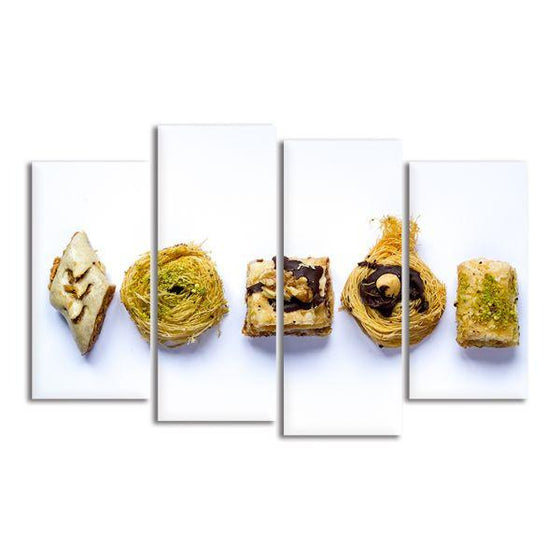 Delicious Pastries 4 Panels Canvas Wall Art