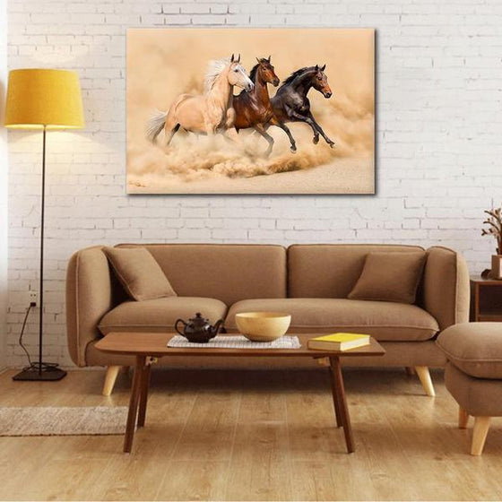 Desert Wild Horses Canvas Wall Art Living Room