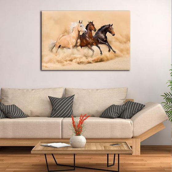 Desert Wild Horses Canvas Wall Art Print